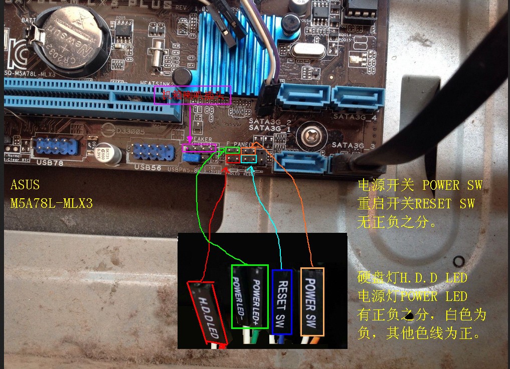 asus常规都是这种,插头和主板座都有标识.