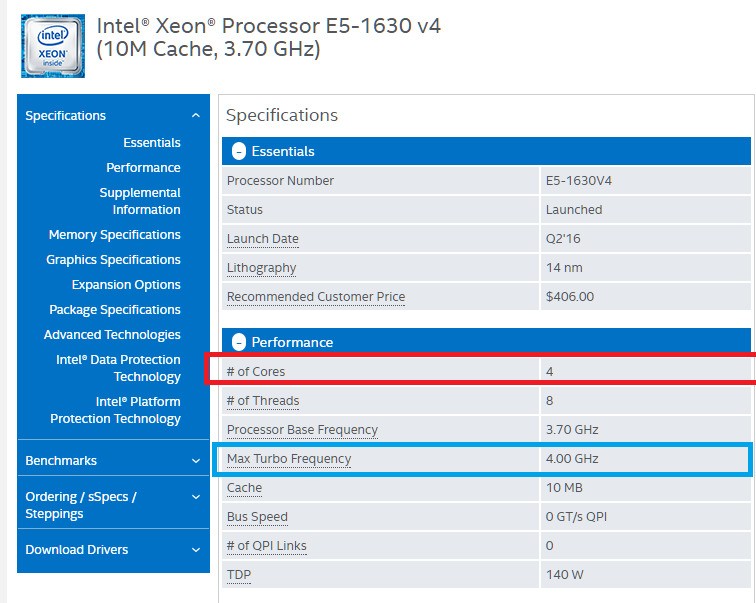 综合性能最强4核是e5-1630v4,这个是2011v3接口,40条pcie,支持reg