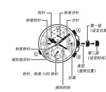 卡西欧手表5441怎么调时间