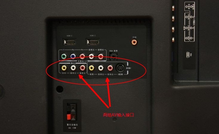 海信led46k11p电视的机身背后有两组av输入接口(红黄白三个接口一组)