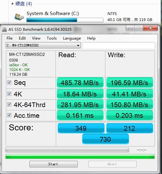 各位大神 的 镁光m4固态硬盘的读写速度是多少啊 看看