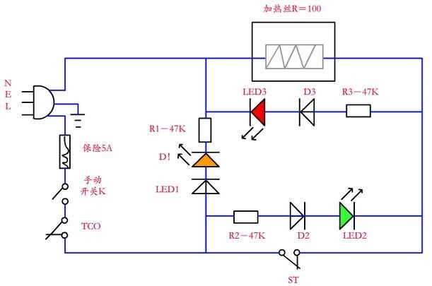 饮水机三灯接电路图图片