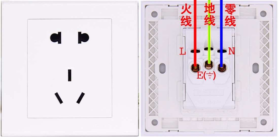 楼上三孔插座地线是肿么接的接在哪里