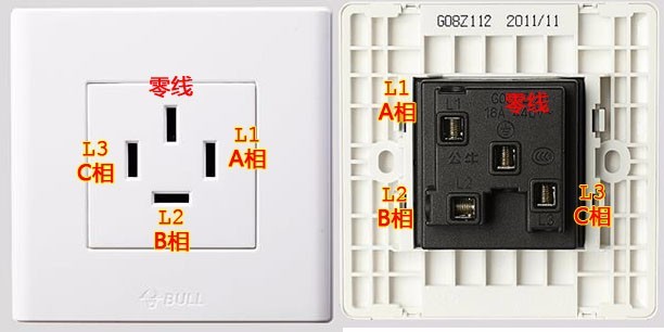 380v三相插座接线图图片