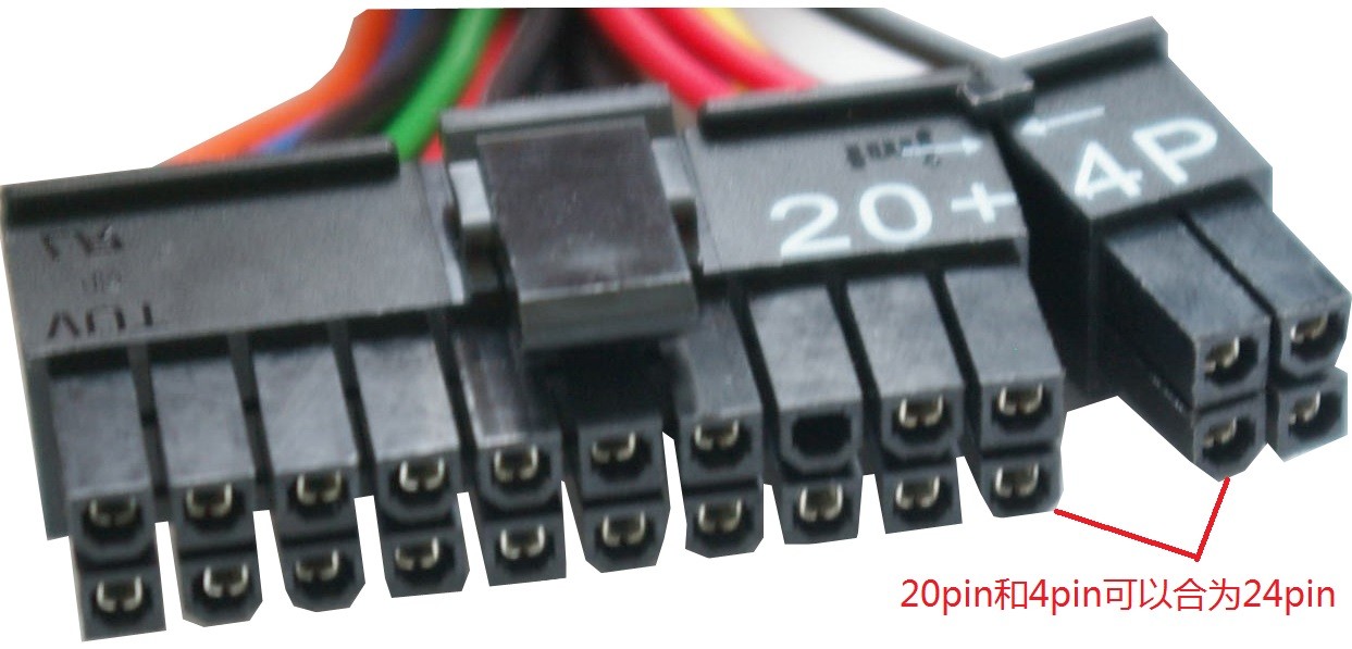 主板接口是24+8pin的,电源的主板接口是20+4pin的,肿么弄?电源是航嘉Jumper500