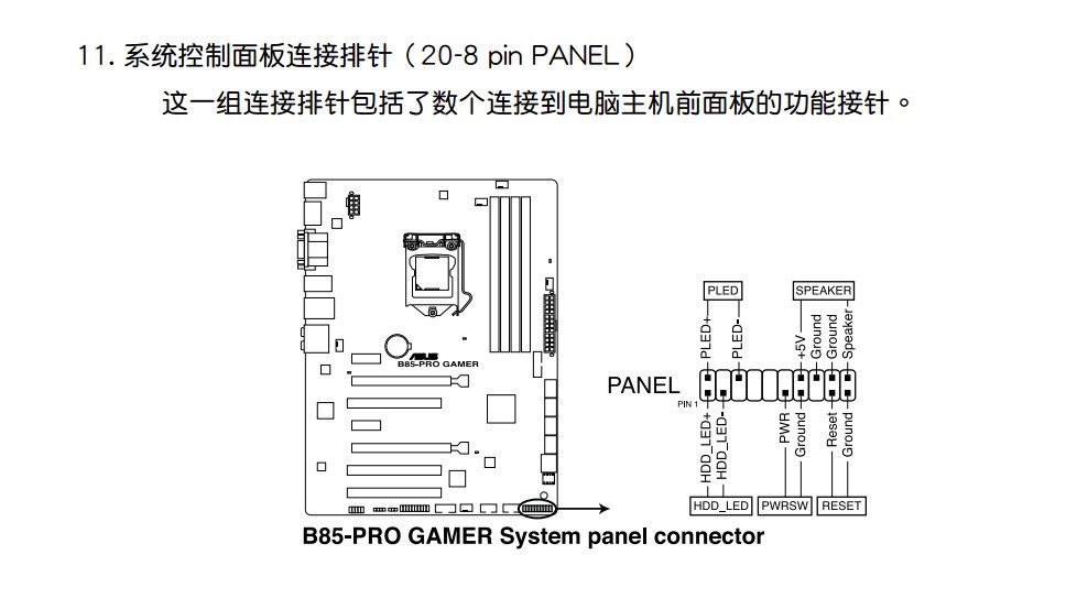 华硕b85m-f主板接线图图片