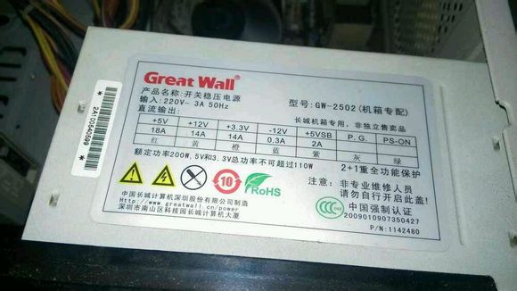 长城gw2502是多少瓦的电源?可以带动我的配置吗?