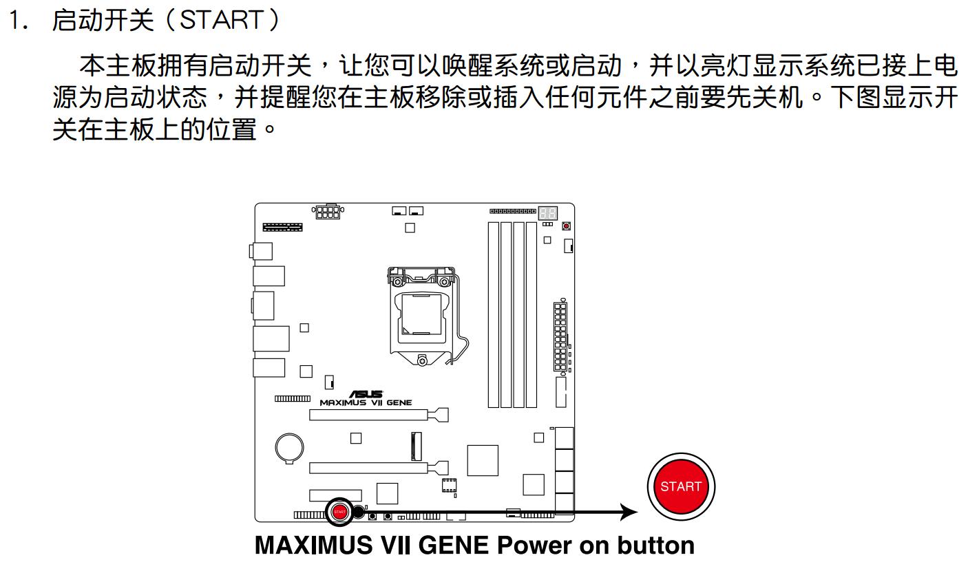 Asus/华硕 MAXIMUS VII GENE ROG 玩家国度 Z97 M7G 主板上的红色按