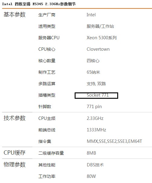 Intel 四核 至强 XEON E5345CPU用什么主板?