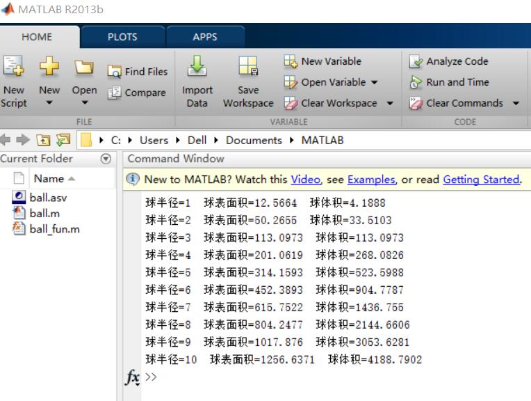 matlab计算半径从1到10的一组球的表面积和体积肿么编程