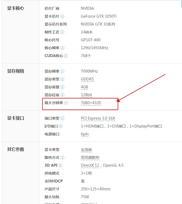 GTX1050Ti 4g显卡最大能用多少分辨率