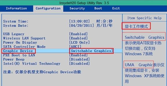 惠普笔记本Pavilion dv6,BIOS里怎么投入使用独显卡