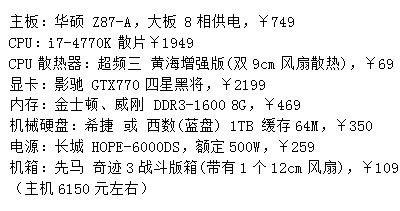 服务器式电脑组装配置单  第1张