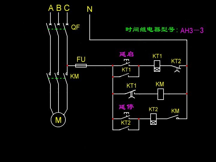 延时开启——正转——停止——延时自动开启反转——停止