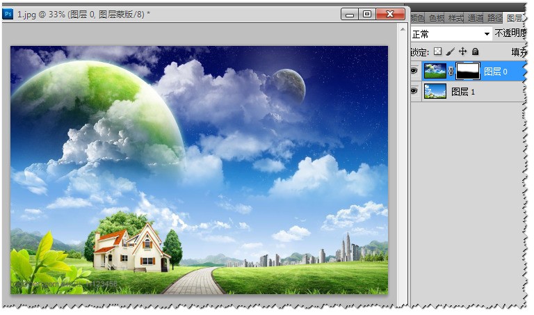 ps里怎么把一个有颜色的图片融入另一个背景