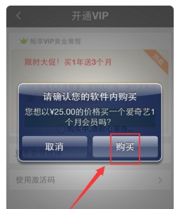苹果开通爱奇艺会员让输入苹果购置密码扣的是