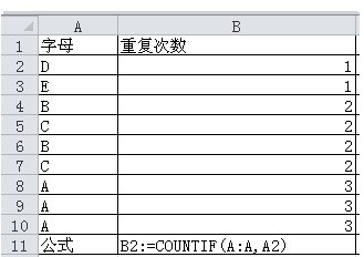 EXCEL表格中如何查询出该列重复出现次数并返回相对应内容