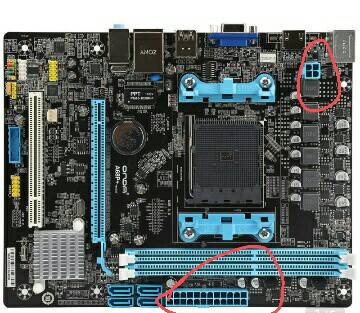 昂达a68p的主板电源线肿么插