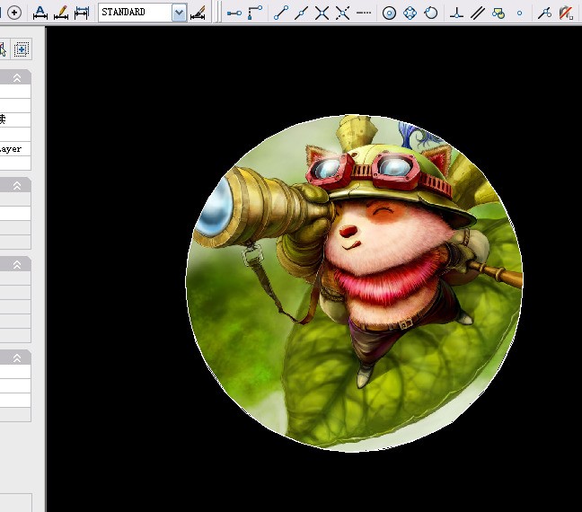 CAD制图里头,怎么把图片导进圆形线框内???