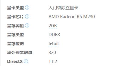 Amd radeon R5 m230这个显卡怎么?显存位宽是多少?