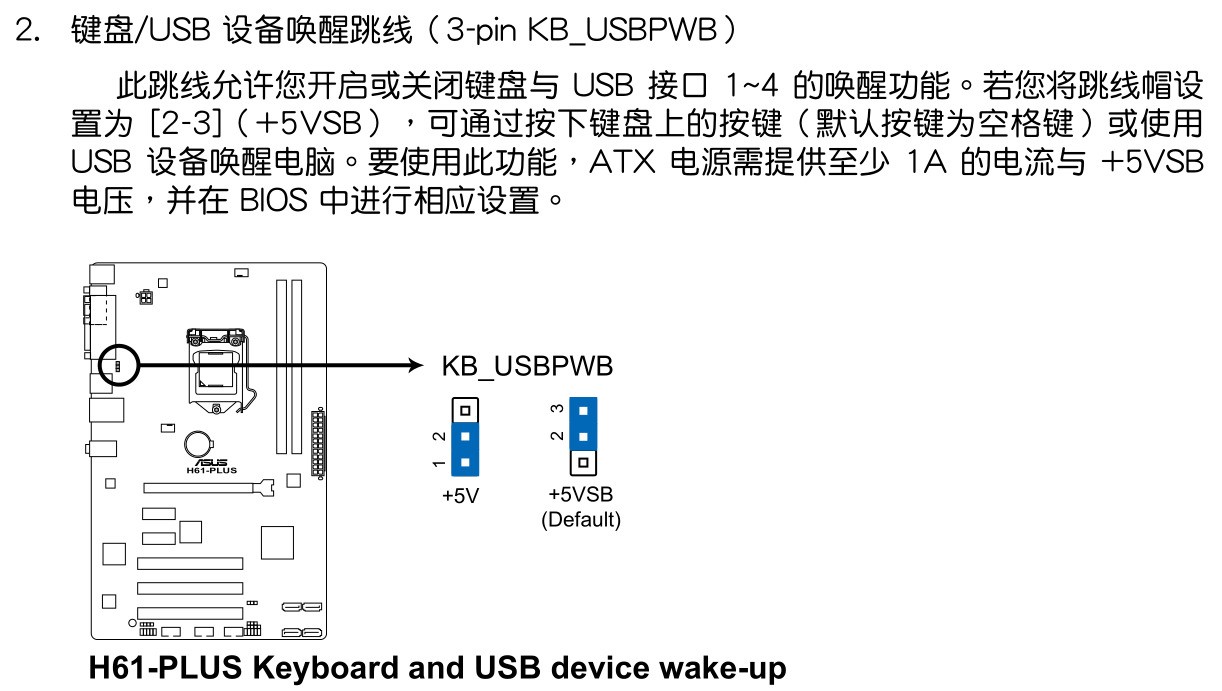 华硕H61主板肿么用键盘开机