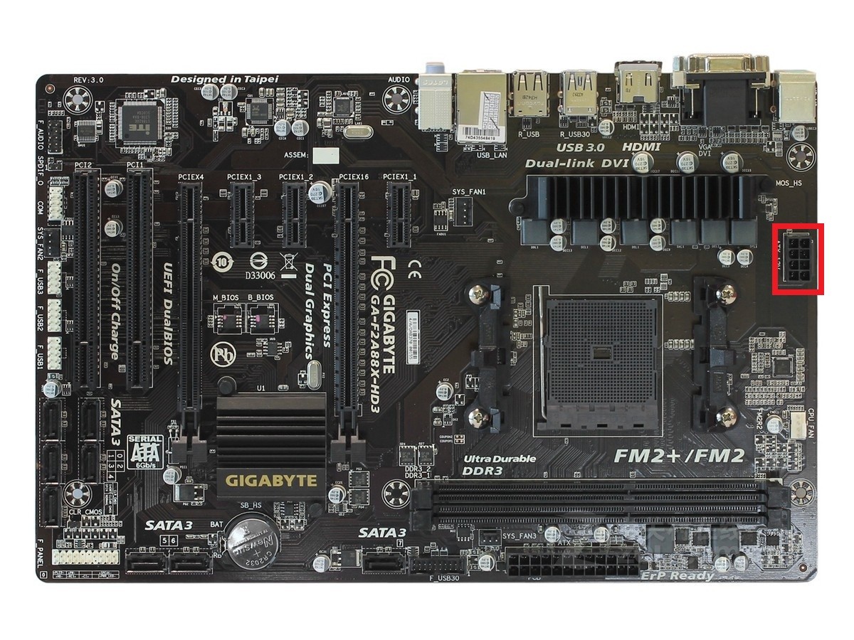 技嘉a88hd3主板cpu供电线肿么接