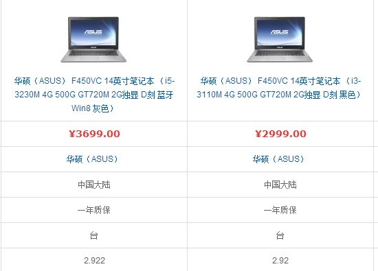华硕笔记本电脑f450c报价大概是价钱