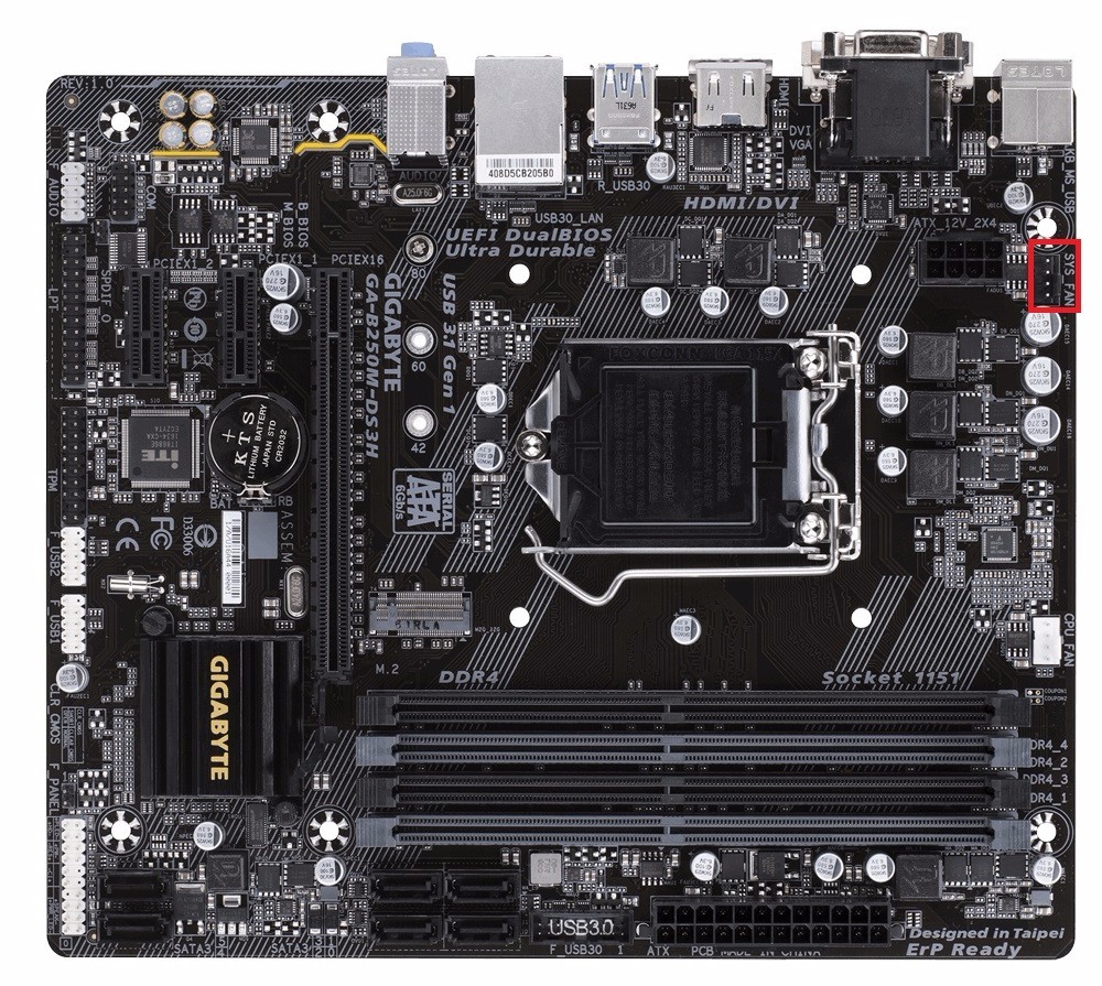 技嘉主板b250mds3h上有几个sys接口