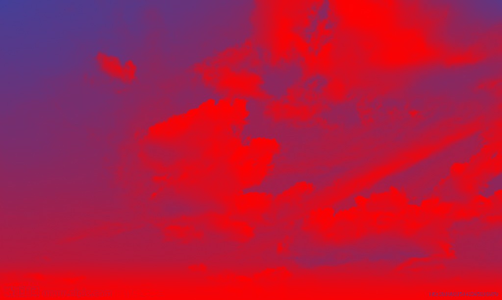 ps如图怎么用色相饱和度把天上的白云变成红色的色相饱和度好像没有