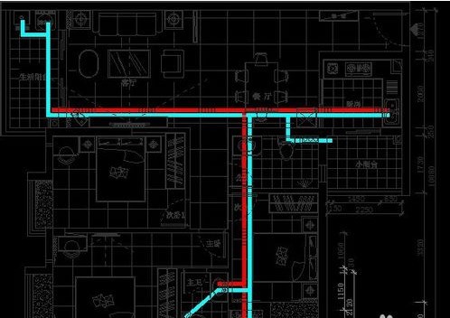 cad室内施工水电改造图 冷热水线路用来自什么方法画出来的