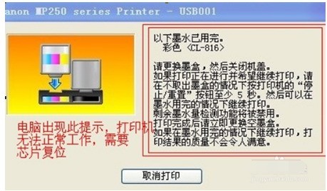 佳能打印机闪烁故障代码