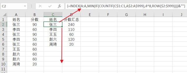 excel表中，如何提取同样名字的对应的最大数值？