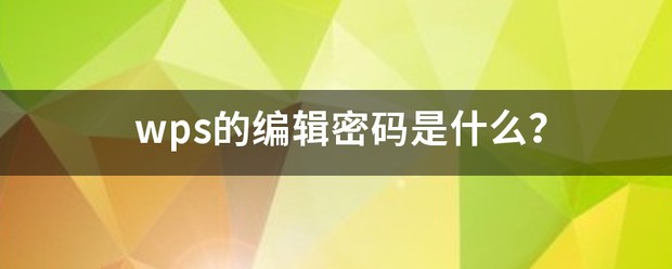 WPS编辑密码是什么