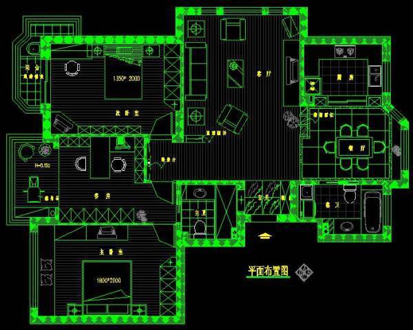 求来一套180平方米CAD户型图做作业