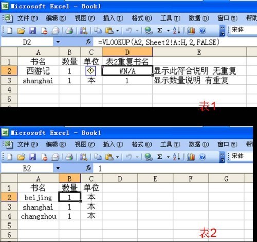 两个EXCEL表格怎么样查重