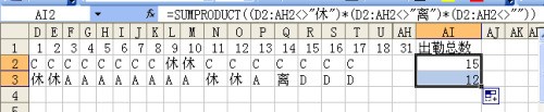 用Excel表怎么汇总考勤表？一个月有正常休息，有上班，有病假，怎样可以近似公式一样的自动汇总天数？谢谢