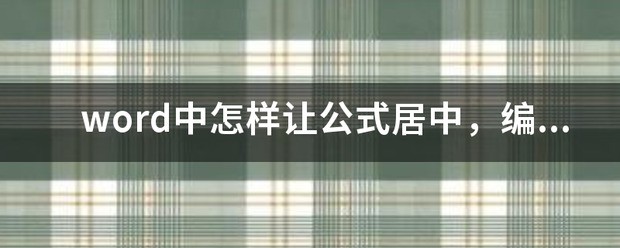 word中怎么样让公式居中，编号右对齐