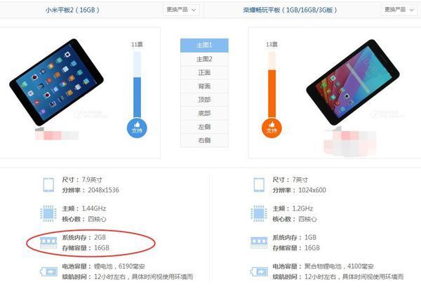 荣耀平板2和小米平平板2哪个更好