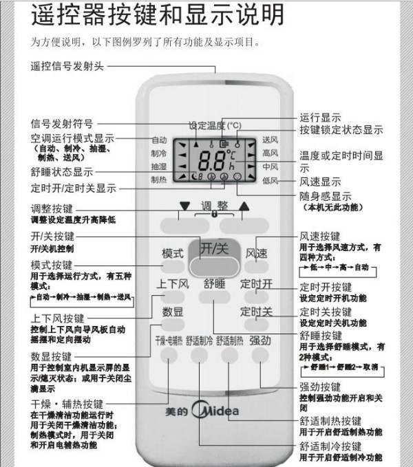 美的空调遥控器打开了方式怎么关