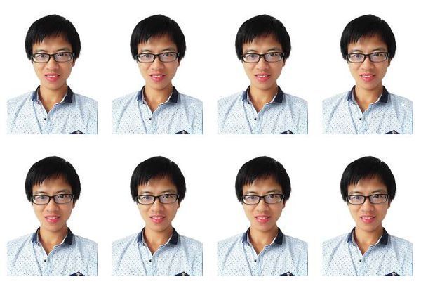 帮忙制作一个1寸白底的证件照，随后再排版一促连吧室站下8张或者9张