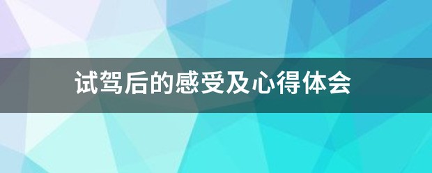 试驾后的感受及心得体会