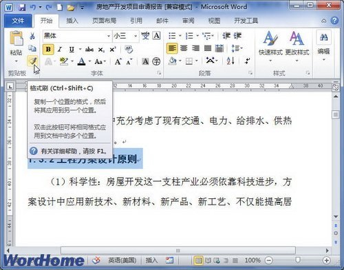 word2010格式刷肿么用