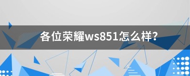 各位荣耀ws851好不好？