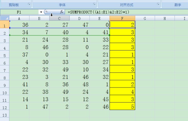 Excel 统计第维诉侵呢件弦延一行的数字大于第二行相对应的数字的个数
