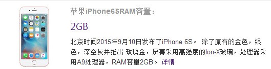 iphone6s 运行存储空间多大