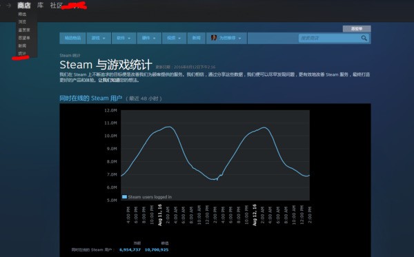 steam肿么看来自游戏在线人数？