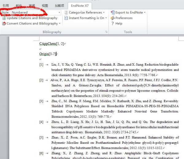 请问一下Endnote插文献时，两篇文献用逗号，多篇文献用横杠怎样设置？