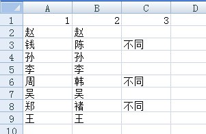 excel表格怎么样能快速筛选出，列与列对应的每行数据是完全一致的？