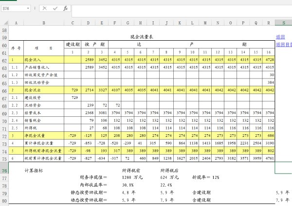 怎么用excel计算动态投资回收期