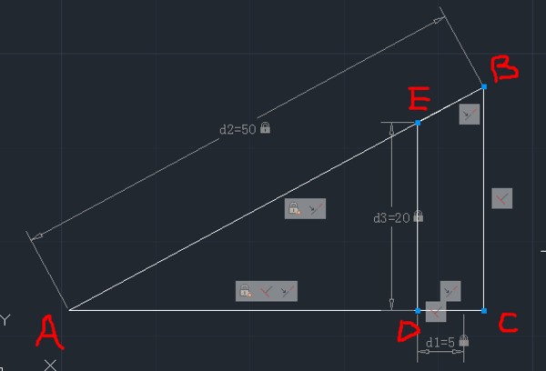 如何用2014cad画相似三角形或者画未知的假如边长图形，如图两题